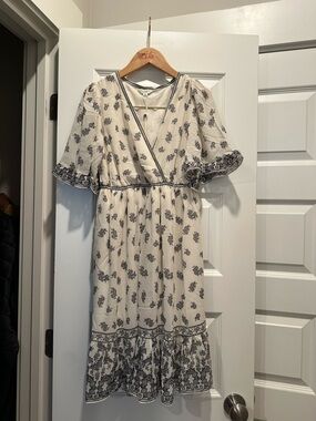 Max studio Midi Dress - Cream with Black Print